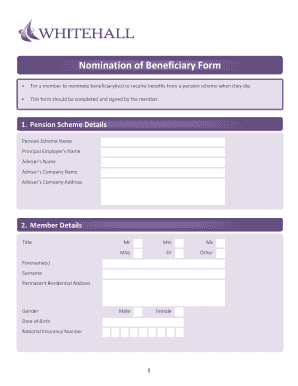 Pension Beneficiary Nomination Form