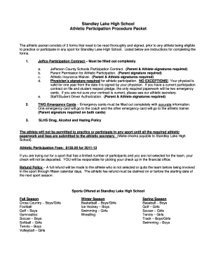 Jefferson County Schools Athletic Participation Contract