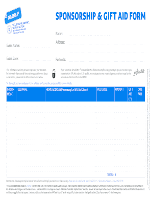 UK Gift Aid Sponsorship Form