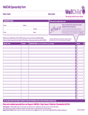 WellChild Sponsorship Form
