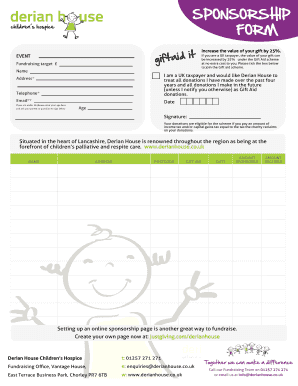 UK Gift Aid Sponsorship Form