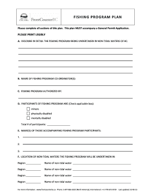 British Columbia Fishing Program Plan