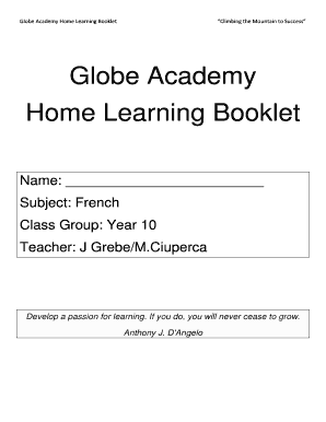 Globe Academy Home Learning Booklet