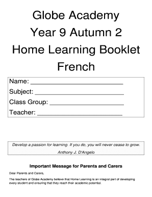 Globe Academy Home Learning Booklet