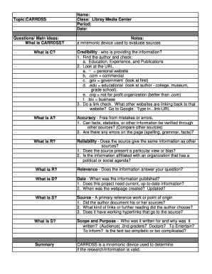 CARRDSS Source Evaluation Guide