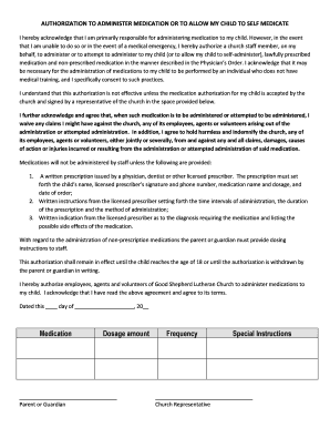 Authorization to Administer Medication to Child