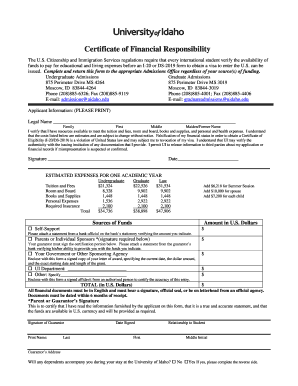Certificate of Financial Responsibility for International Students