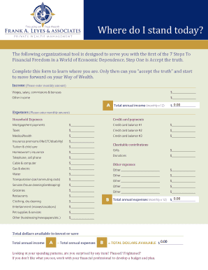 Financial Freedom Step One Form