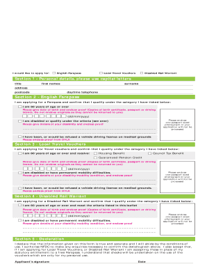 English Farepass Local Travel Vouchers Disabled Rail Warrant Application