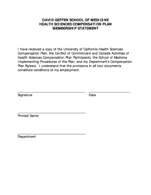 Health Sciences Compensation Plan Membership Statement