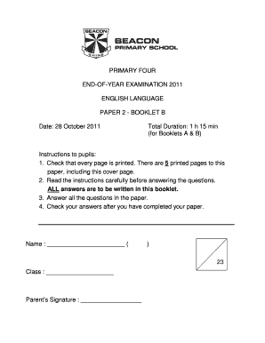 Primary Four End-of-Year Examination 2011