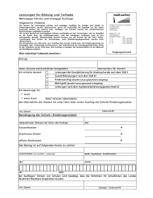 Antrag auf Leistungen für Bildung und Teilhabe