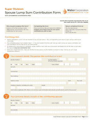 Super Division Spouse Lump Sum Contribution Form