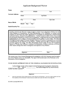 Applicant Background Waiver