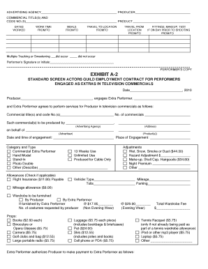 Screen Actors Guild Extra Performer Contract