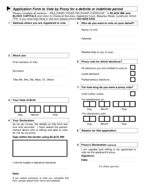 UK Proxy Vote Application Form