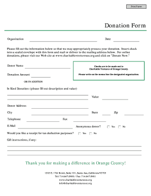 Charitable Ventures Donation Form