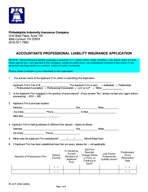 Accountants Professional Liability Insurance Application