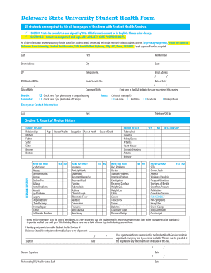 Delaware State University Student Health Form