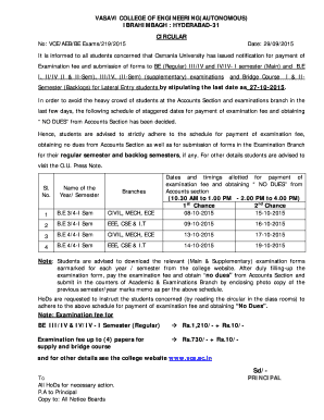 Osmania University Exam Application Form