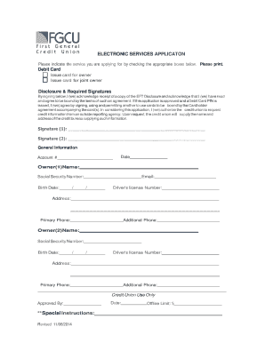 Debit Card Application Form