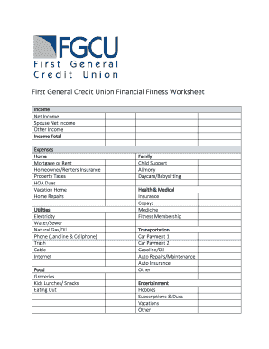 Financial Fitness Worksheet