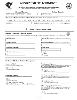 School Enrolment Application Form