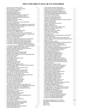 Order Form for Business and Entrepreneurship Books