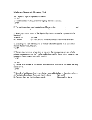 Child Care Sign In-Sign Out Procedures Form