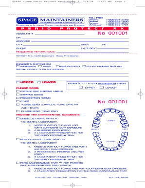 Perio Protect Rx Dental Lab Order Form
