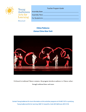 Teacher Program Guide for China Patterns Dance Assembly