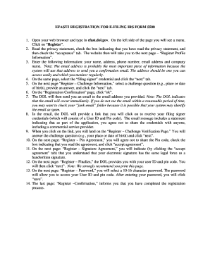 EFAST2 Registration for IRS Form 5500