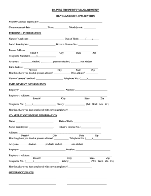 Raines Property Management Rental Application