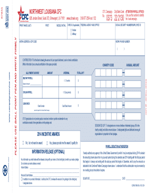Northwest Louisiana CFC Campaign Form