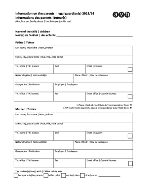 Fiche d'information sur l'élève