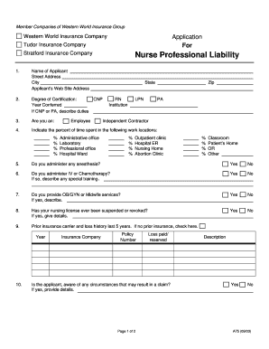 Nurse Professional Liability Insurance Application