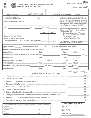 Tennessee Inheritance Tax Return