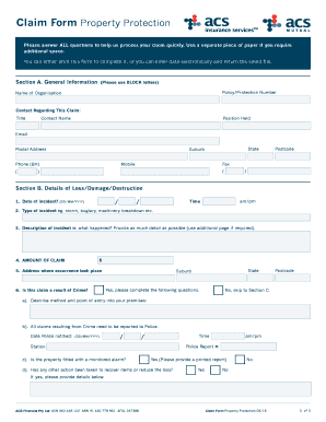 Property Protection Claim Form
