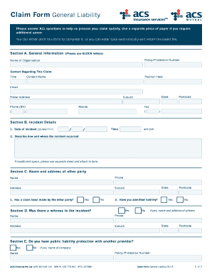 General Liability Claim Form