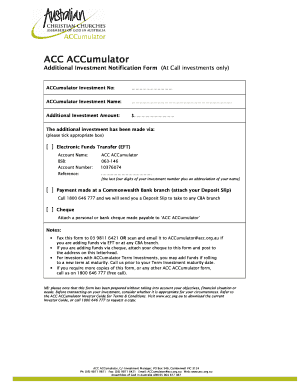 ACC ACCumulator Additional Investment Notification Form