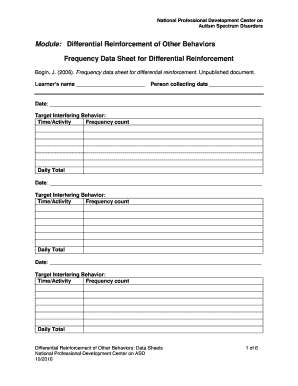 Frequency Data Sheet for Differential Reinforcement
