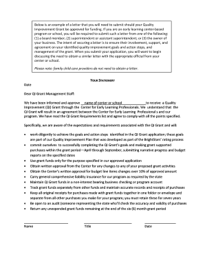 Quality Improvement Grant Approval Letter