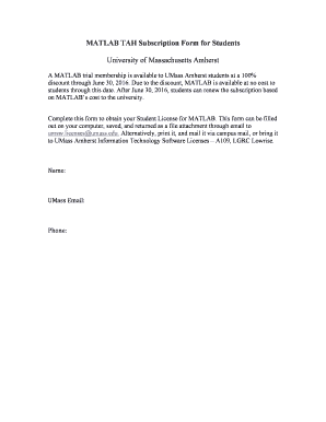 MATLAB Student License Subscription Form