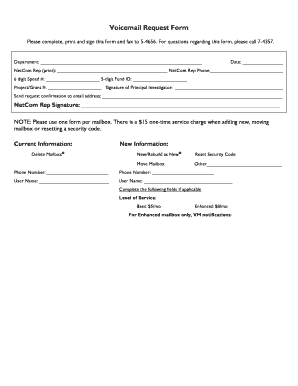 Voicemail Request Form