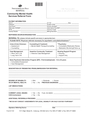 Community Mental Health Services Referral Form