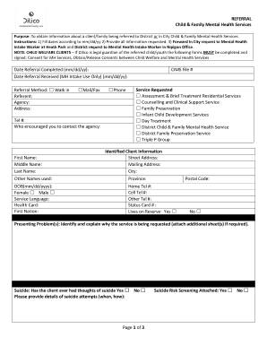 Child & Family Mental Health Services Referral Form