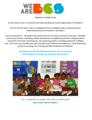 Monthly Giving Club Membership Form