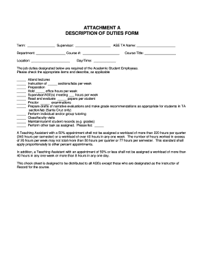 Academic Student Employee Duties Form