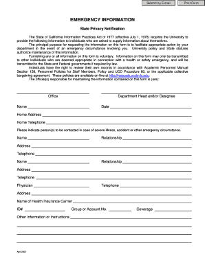 California Emergency Information Form