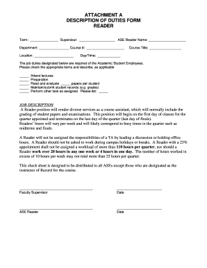 Academic Student Employee Duties Form